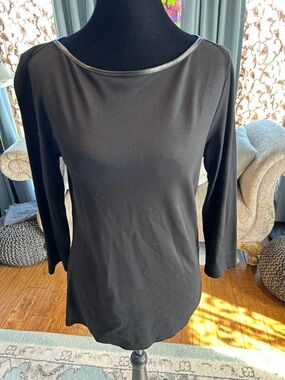 41 Hawthorn Black Long-Sleeve Boatneck Top with Trim